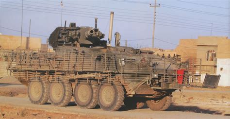 An M1128 Stryker MGS during a patrol in Baqubah, Iraq, January 2008 ...