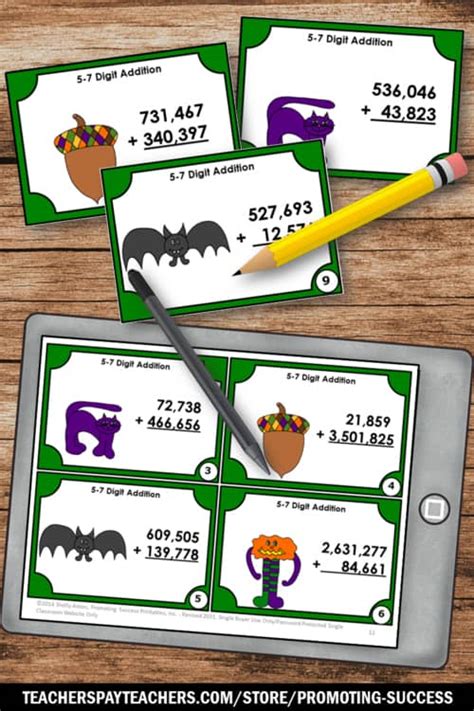 Halloween Addition with Regrouping Activities SCOOT 4th 5th Grade Math ...