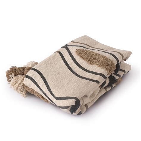 Beige Black Pattern Tufted Throw – Sashaaworld