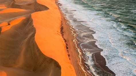 Namib Desert Coast Aerial View Of The Namib Desert With Sand Dunes
