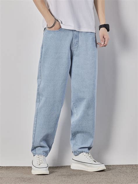 Men Slant Pocket Wide Leg Jeans | Blue jeans outfit men, Jeans outfit ...