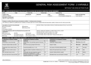 Fillable Online GENERAL RISK ASSESSMENT FORM 3 VARIABLE Fax Email Print ...