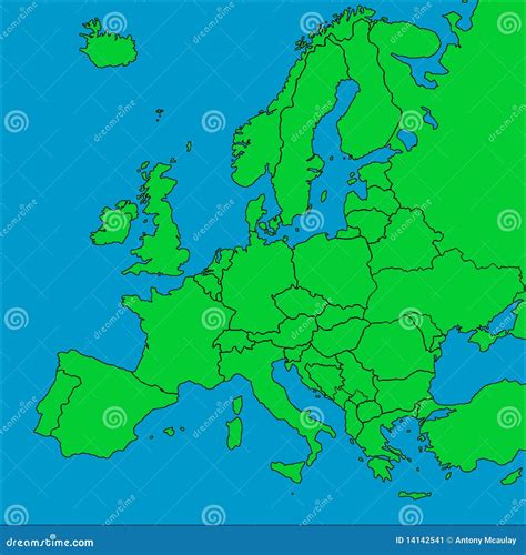 Map of Europe with borders stock illustration. Illustration of austria - 14142541