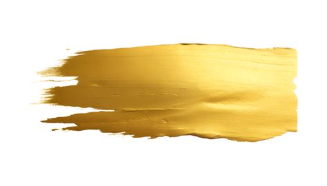 Gold paint brush strokes with glitter texture. Gold stains liquid isolated on a transparent ...