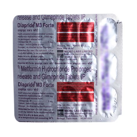 Diapride M3 Forte Tablet 15's Price, Uses, Side Effects, Composition ...