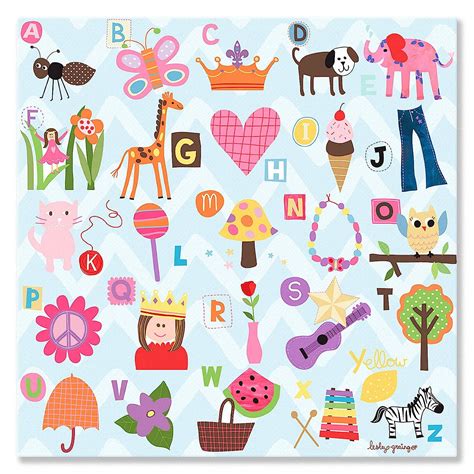 Oopsy Daisy BR &Nameinternal - My Abc's - Girl 21x21 Canvas Wall Art ...