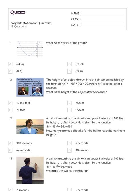 Image result for Vertical Projectile Motion Worksheet