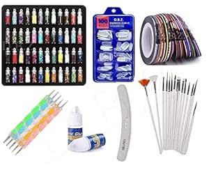 D.B.Z.® Nail Art Kit - 48 Pcs Glass Bottles Glitter Stones Sparkling ...