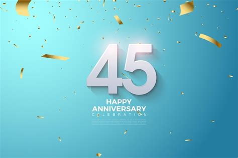 45º aniversário com números 3D sutilmente sombreados | Vetor Premium