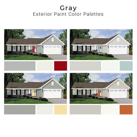 Gray Exterior Paint Palettes | Gray House Exterior Paint Colors - Etsy