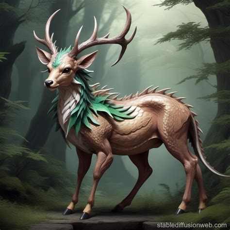 Mythical Deer-Dragon Hybrid | Stable Diffusion Online