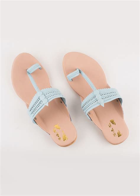 Get Peach Base Cut Out & Braided Detail Mint Green Kohlapuris at ₹ 1900 ...