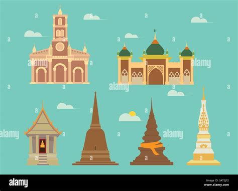 Thailand historical sites Stock Vector Images - Alamy