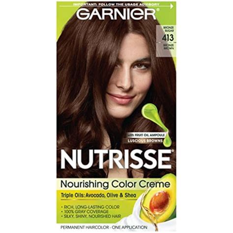 Buy garnier nutrisse nourishing hair color creme, 413 bronze brown ...