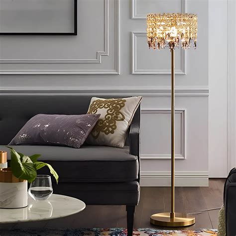 Classic Elegant Crystal Gold Floor Lamp for Living Room | Sofary Lighting