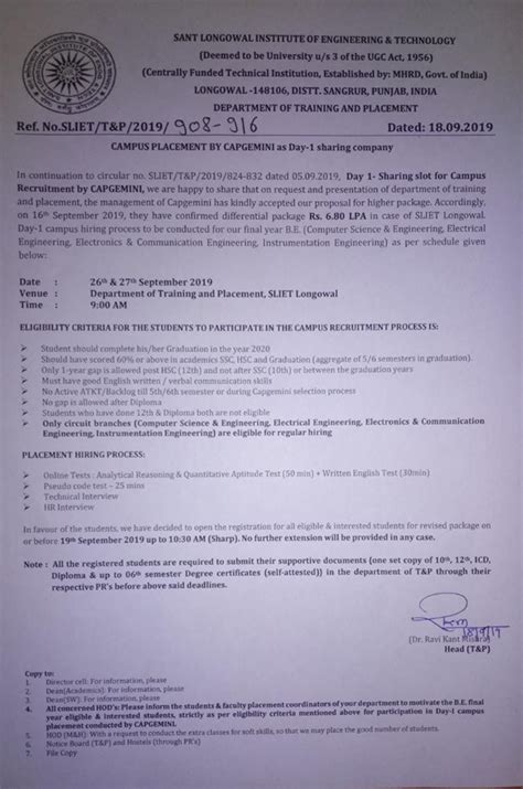 Training & Placement | Notices