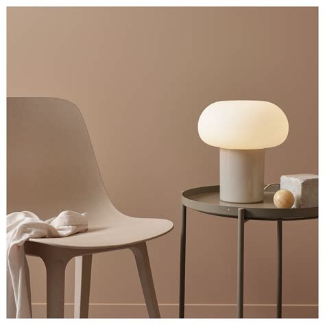 DEJSA table lamp, beige/opal white glass, 28 cm (11") - IKEA