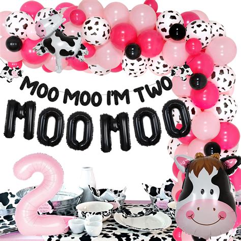 Buy Cow 2nd Birthday Party Supplies for Girls - Moo Moo Im Two Banner ...