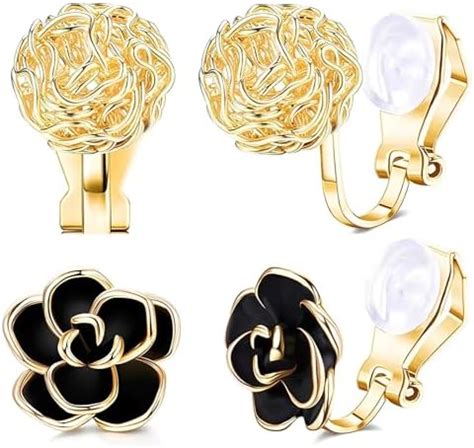 2 Pairs Clip On Earrings for Non Pierced Ears, Non Piercing Earrings ...