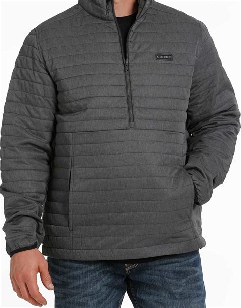 Mens Cinch Heather Grey Quilted Quarter Zip Pullover - Cowpokes Western ...