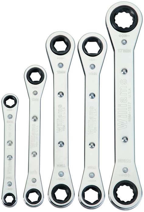 Williams WS-12 5-Piece Ratcheting Box Wrench Set, 6 & 12 Point, SAE ...