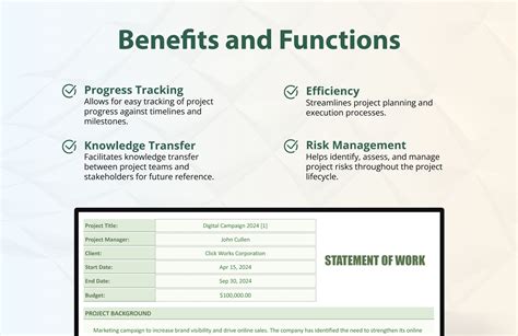 Sample Statement of Work Template in Excel, Google Sheets - Download | Template.net