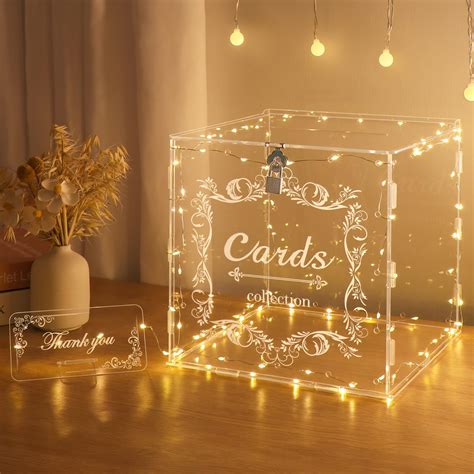 Amazon.com: DIWNELEM Acrylic Wedding Card Box with Lock Clear Large ...