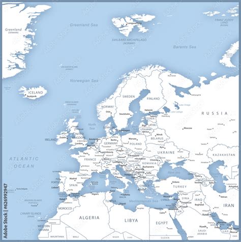 Europe Map with Names 的图像结果