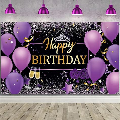 Frienda Purple Birthday Banner Purple Happy Birthday India | Ubuy