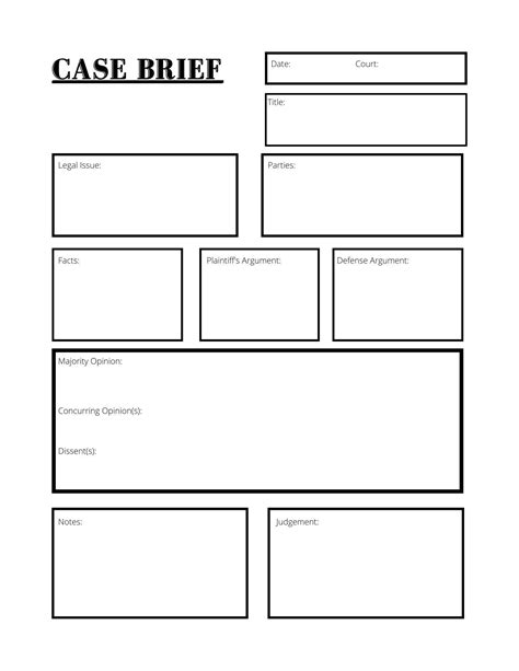 Law Case Brief Template