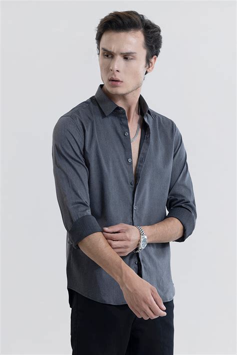 Buy Men's Folksy Grey Shirt Online | SNITCH
