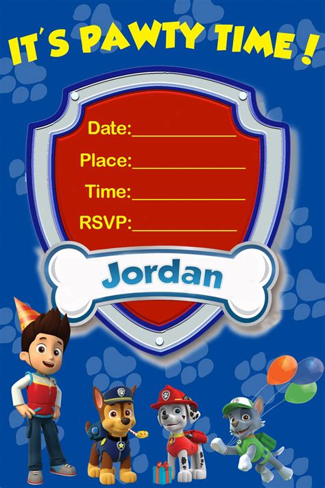 Paw patrol marshall birthday invitations - lokian