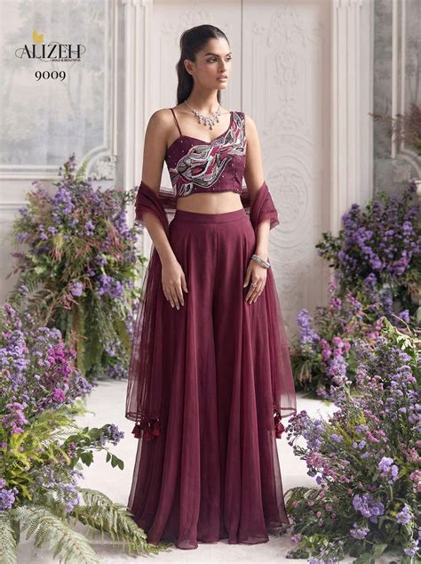 Alizeh 9008 And 9009 Party Wear Choli Sharara And Dupatta Collection