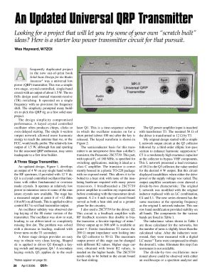Fillable Online An Updated Universal QRP Transmitter - ARRL Fax Email ...