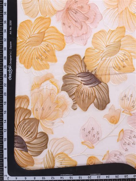 Light Yellow Floral Printed Georgette Fabric With Aari Work – Tirumala ...