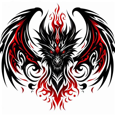 Black and Red Dragon Drawing