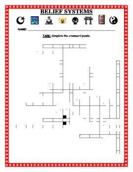 Belief Systems Vocabulary Crossword Puzzle by Miss Rosie | TpT