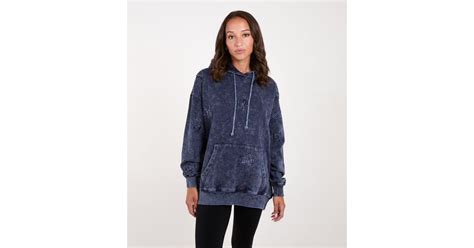 Blue Vanilla Navy Acid Wash Star Appliqué Hoodie | New Look