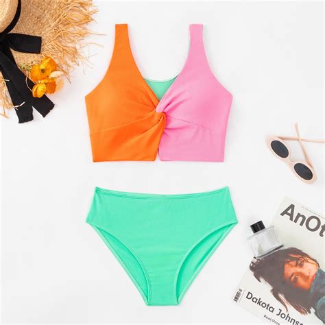 Bathing Suits for Teens Plain Color Girls Swimsuit with Shorts Girls ...