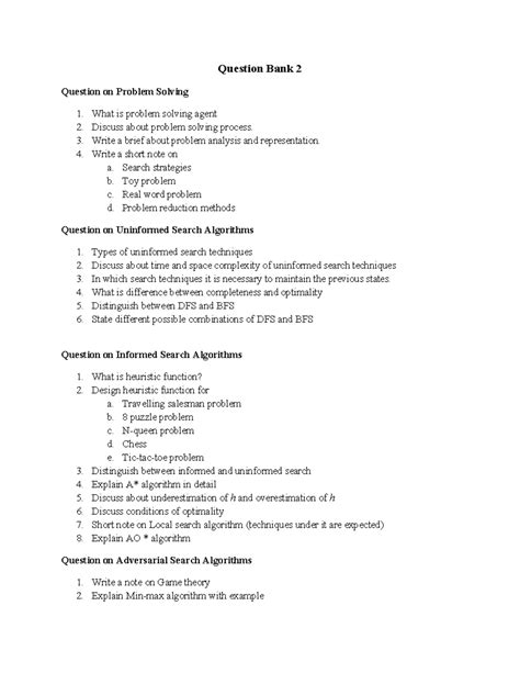 Unit-2 - Question Bank 2 Question on Problem Solving 1. What is problem ...