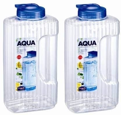 LocknLock Aqua Easy Grip Plastic Water Bottles, Set of 2, 2.1 litre ...