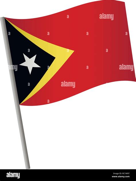 East Timor flag icon. Timor-leste flag icon. National flag of East Timor on a pole vector ...