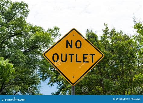 Road Sign of No Outlet. Caution Yellow Roadsign. Traffic Sign on the ...