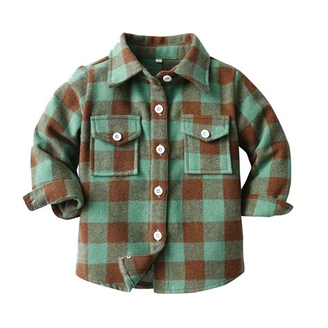 adviicd Kids Flannel Shirt Baby Boys' Sherpa Collar Flannel Shacket ...