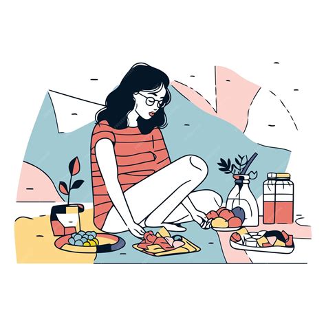 Premium Vector | Vector illustration of a young woman sitting on the ...