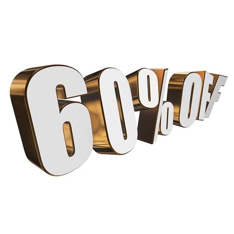 60 percent off 3d letters on white background | Premium Photo