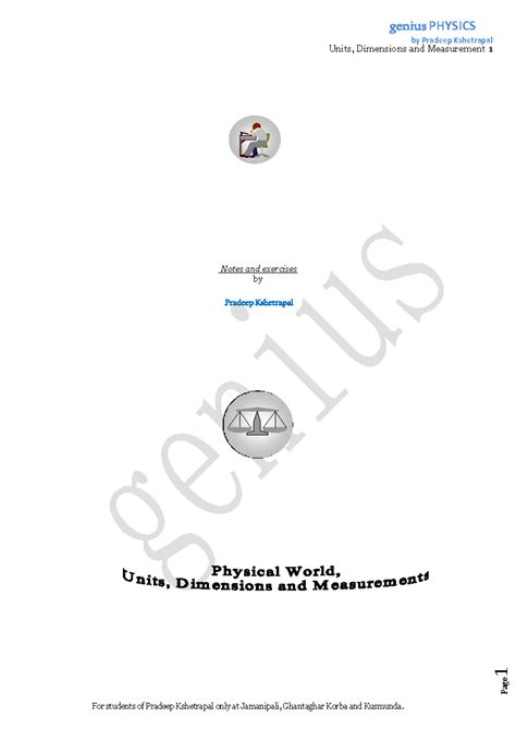 Unit dimensions and measurement - Units, Dimensions and Measurement 2 2 ...