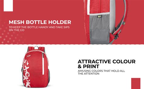 Skybags Brat 22L Red Polyester Casual Backpack with Tosaa Lunch Box ...