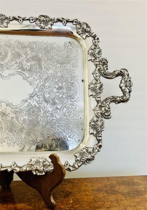Quality antique Victorian silver plated ornate serving tray For Sale at ...