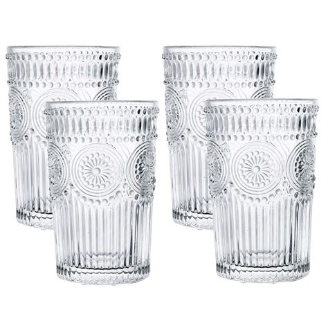 Buy Kingrol 4 Pack 12.5 oz Romantic Water Glasses, Premium Drinking ...